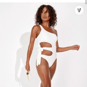 White One Shoulder One-Piece Bathing Suit